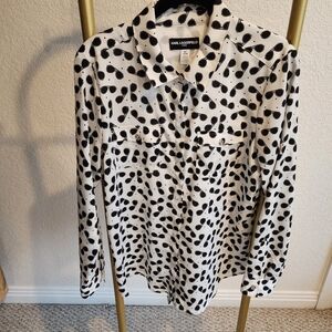 Karl Lagerfeld Black and White Polka Dot Blouse